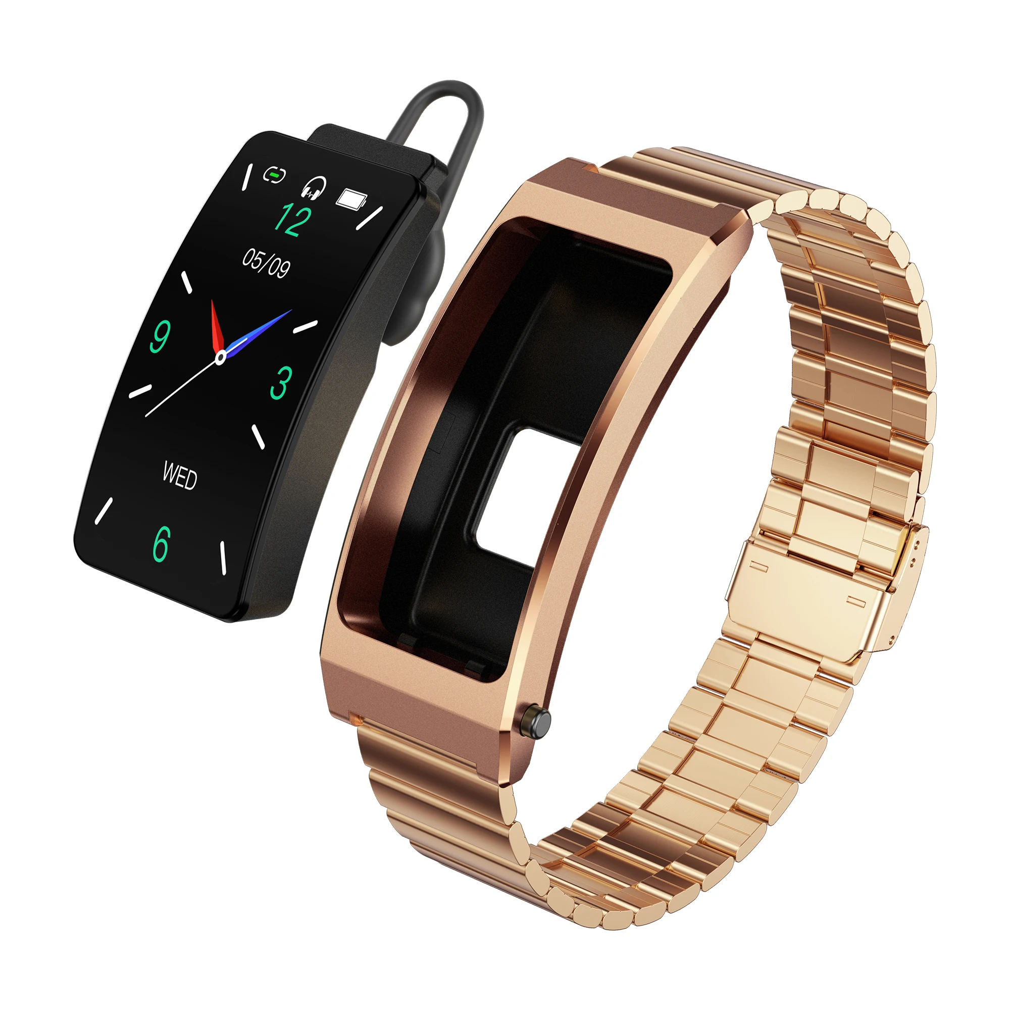 K13S Removable strap 2 in 1 with earphone single touch earbuds sports Run bracelet Heart rate monitor smart talk band wristband 6