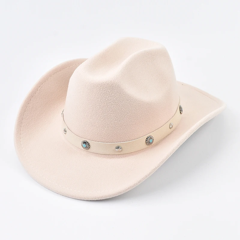 New Pink Cowboy Hat for Women's Fashions Lady Felt Cowgirl Hats Party Dress Cap Sombrero Hombre
