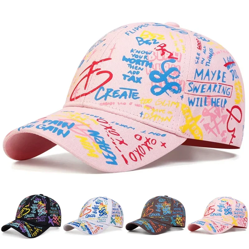 Unisex-Baseballmützen mit buntem Graffiti-Druck, für Frühling und Herbst, für den Außenbereich, verstellbare Freizeithüte, Papa-Hut, Sonnenschutzhut
