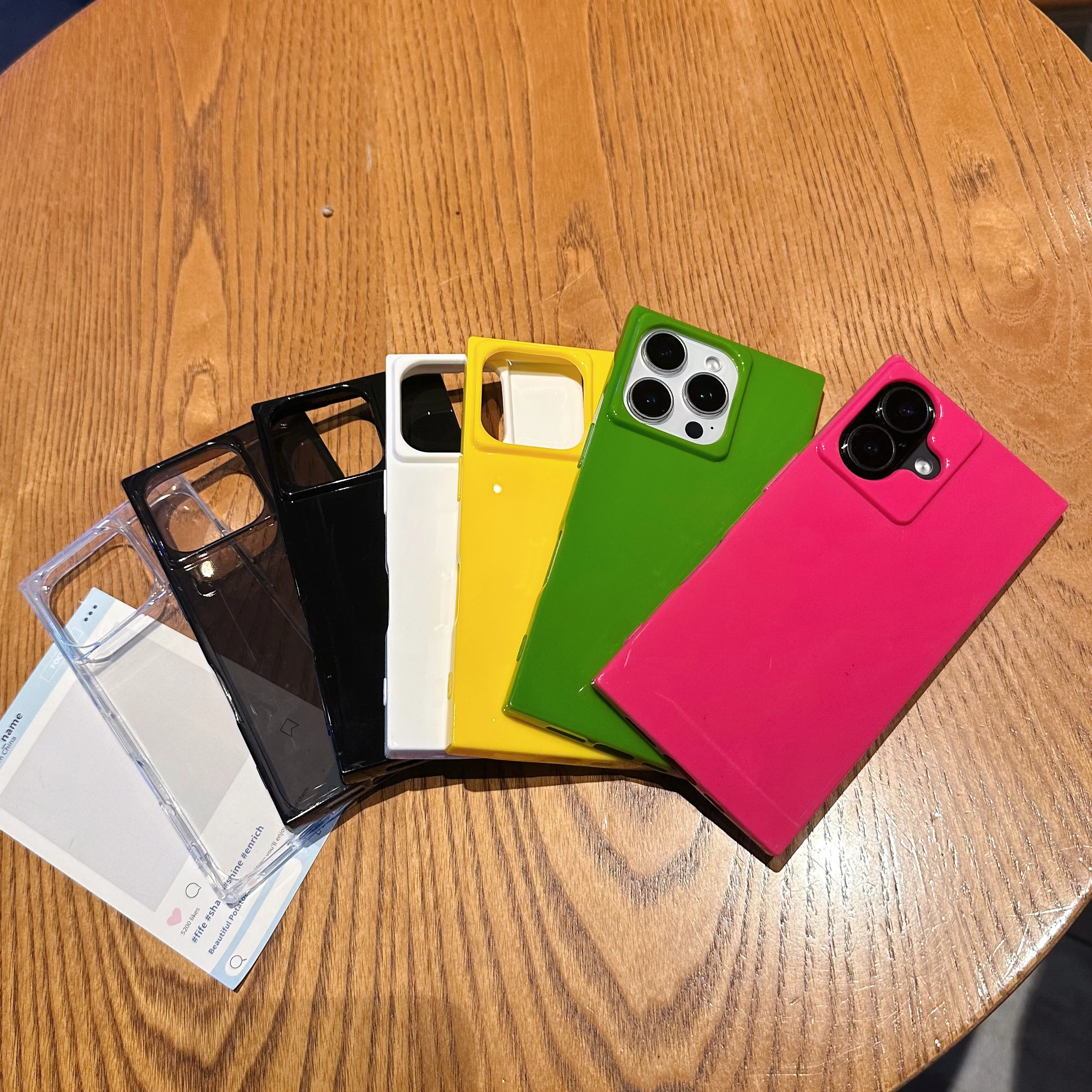 Luxury Soft Silicon Square Frame Neno Candy Color Shockproof Phone Case