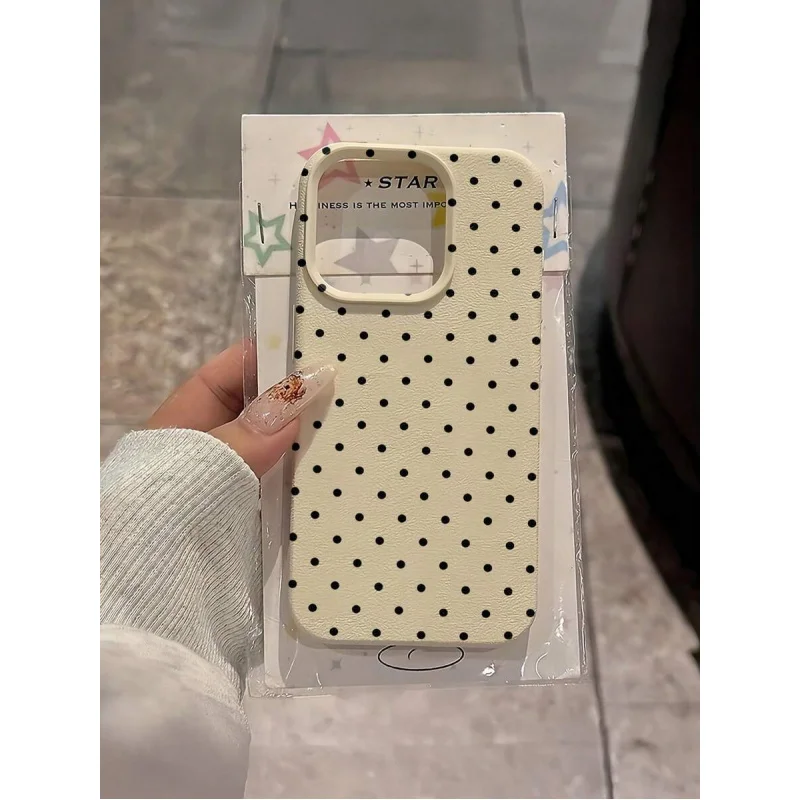 รูปสินค้า เคสกันกระแทก TPU ลายจุดสีขาว ปกป้อง iPhone ทุกรุ่น