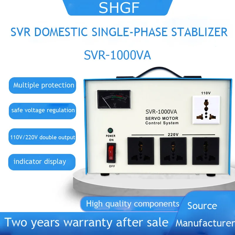 좋은 할인 1KVA 단상 자동 전압 안정기 서보 제어 AVR PC 냉장고 에어컨 220V AC 전류