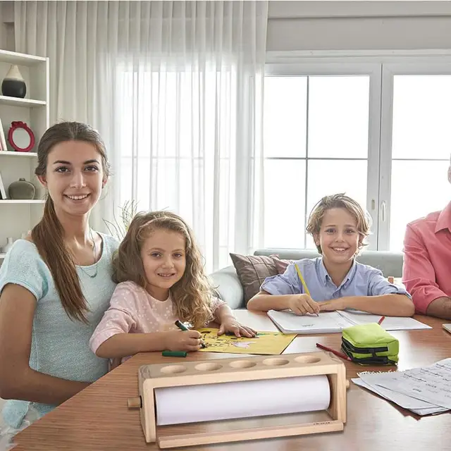 Art Papír Tekercs Adagoló Fa Tartó Asztali Rajz Szervező Kézműves - Image 5