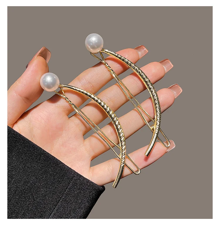 Koreanische Metall Geometrische Perle Haar Clips Haarnadeln Mode Süße Pferdeschwanz Clip Barrettes Grips Headwear Frauen Haar Zubehör – Detail 16