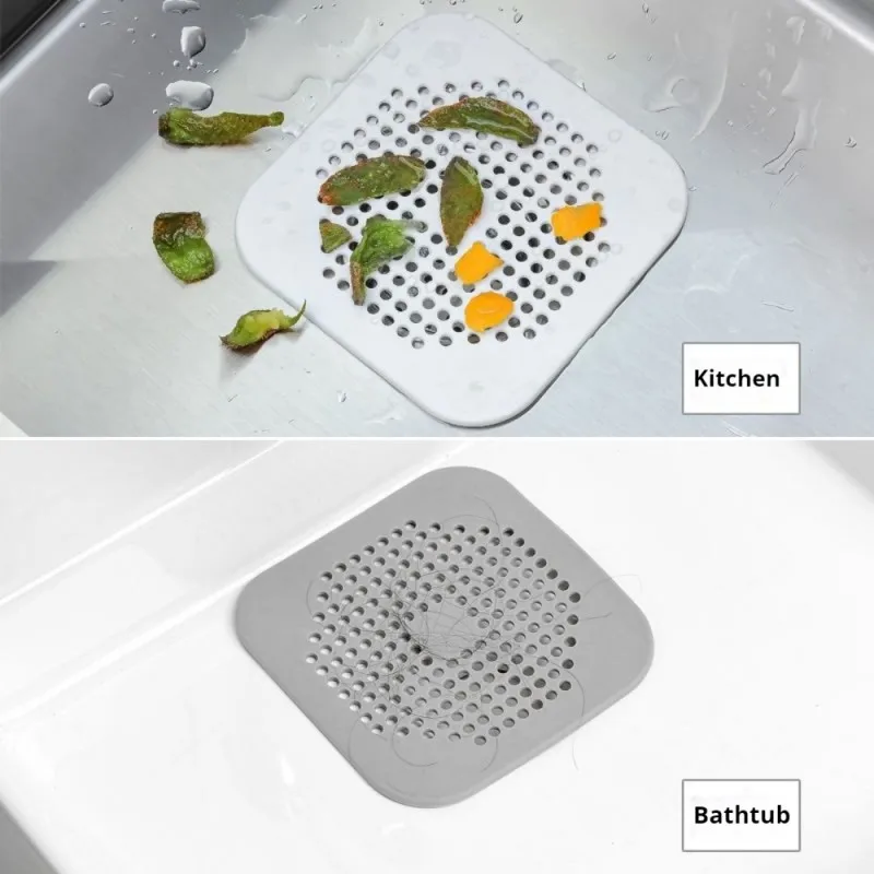 Floor Drain Mat Sewer with Suction Cup Kitchen Bathroom Anti Clogging Hair Filter