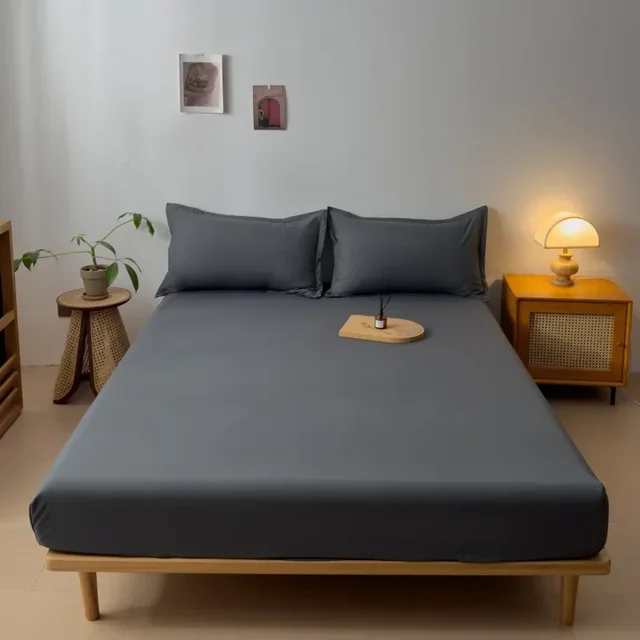 Ensemble de draps-housses en coton, 3 pièces (1 drap-housse + 2 taies d'oreiller), housse de matelas douce et respirante avec housse d'oreiller, ensemble de literie 1