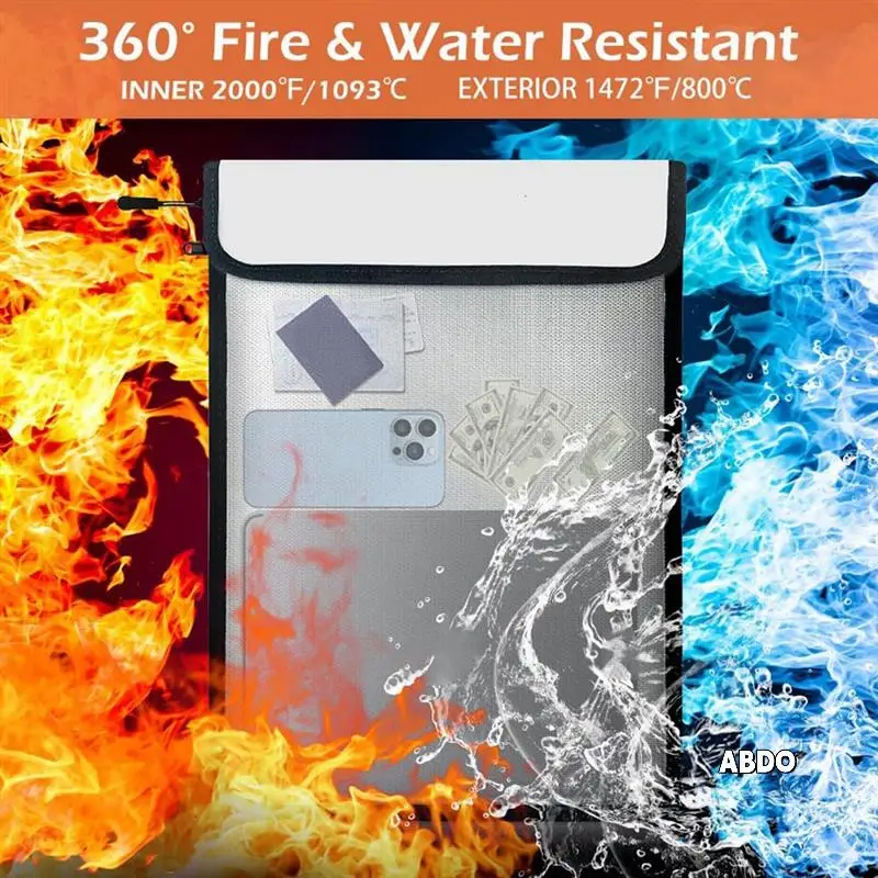 방수 내화 문서 가방, 문서용 2팩 15X11인치 및 8X5인치 내화 가방, 내화 돈 가방