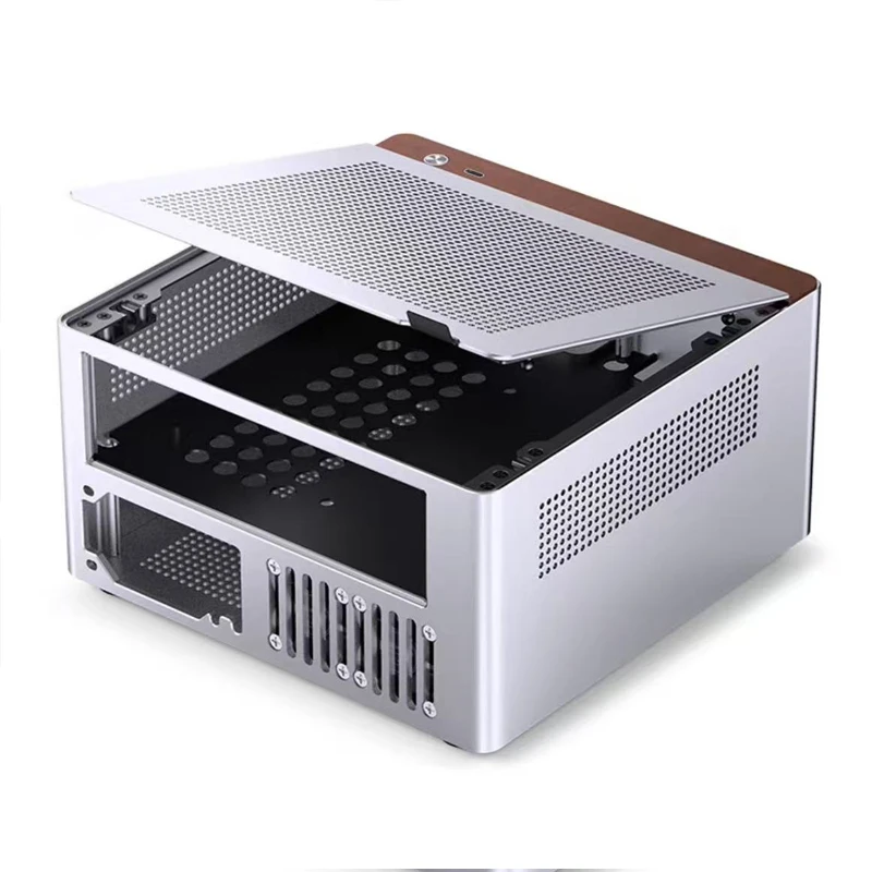 JONSBO N10/NV10 ITX desktop mini chassis all aluminum shell 1U FLEX power cover tool free disassembly can stand or lie down
