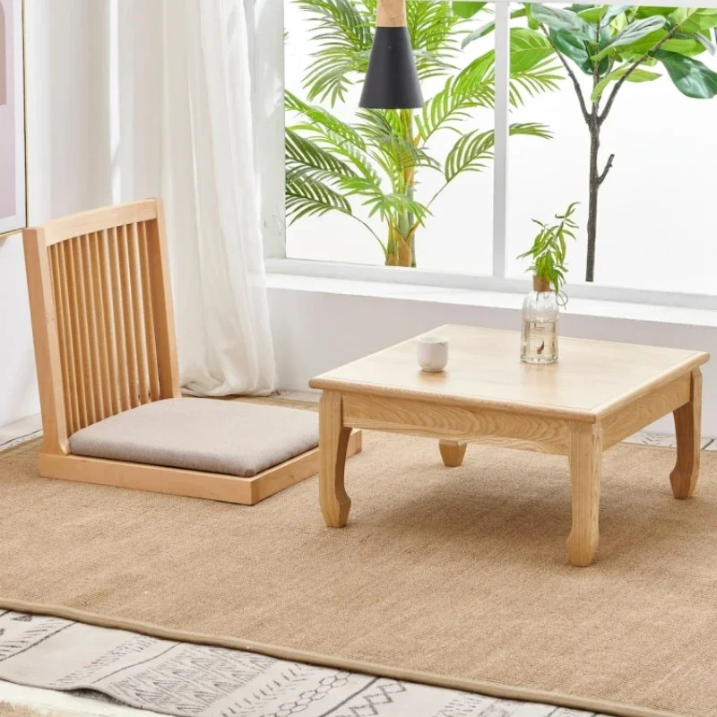 

Japanese-style Solid Wood Tatami Chair: Legless Backrest Room Chair for Balcony Bay Window Footless Dining Chair Floor Chairs