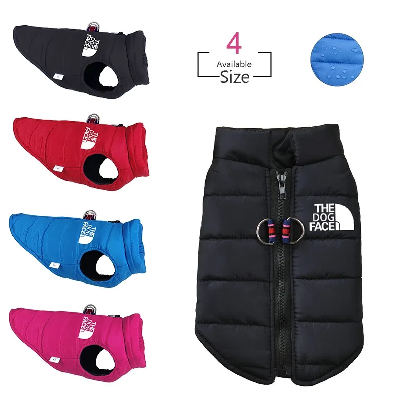 Winter Pet Dog Clothes Cotton Dog Coat Jacket Pet Jacket For Small Medium Dogs Vest Zipper Yorkshire Chihuahua Clothing Tow Ring Ropa Perro