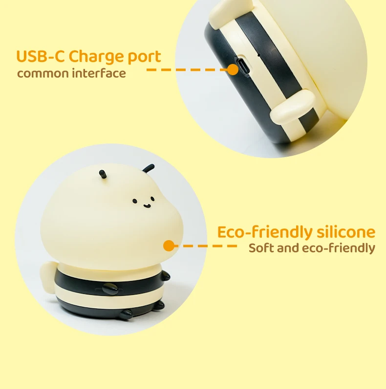 LED Night Lights Bee Creative Bedside Room Decoration Atmosphere LED Light Desk Lamp Nightlight for Kids Christmas Birthday Gift