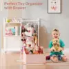 Stuffed Animal Storage - Stuffed Animal Net with Kids Bookshelf and Toy Organizer, 2-Tier White Bookshelf with Stuffed Animal 4