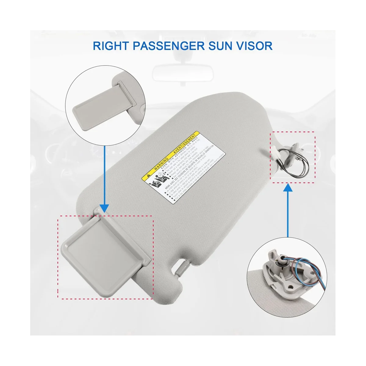 

1 пара автомобильных солнцезащитных козырьков в сборе 96400-9PB0A 96400-9PB0B для QX60 JX35 13-19, серый солнцезащитный козырек с зеркальным фотоэлементом