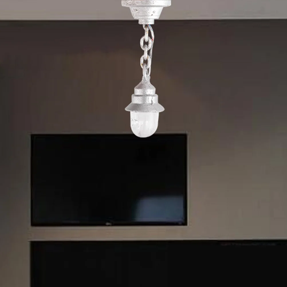 2 PCS Model Chandelier Ceiling Light Tiny Lamp Mini Sand Table Materials Metal DIY Miniature LED Hanging Decor