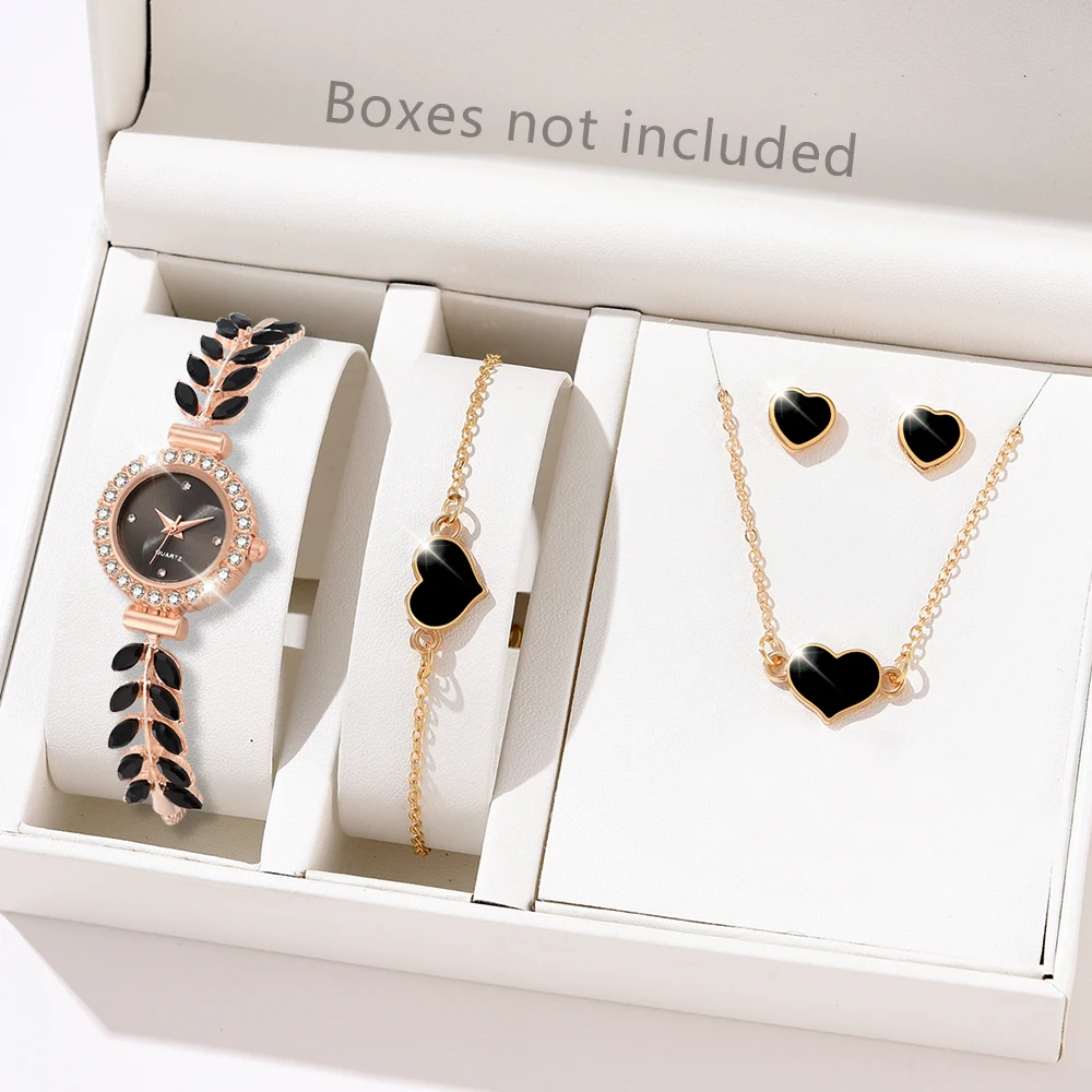 Black 5PCS/Set Women Watch Light Luxury Dial Quartz