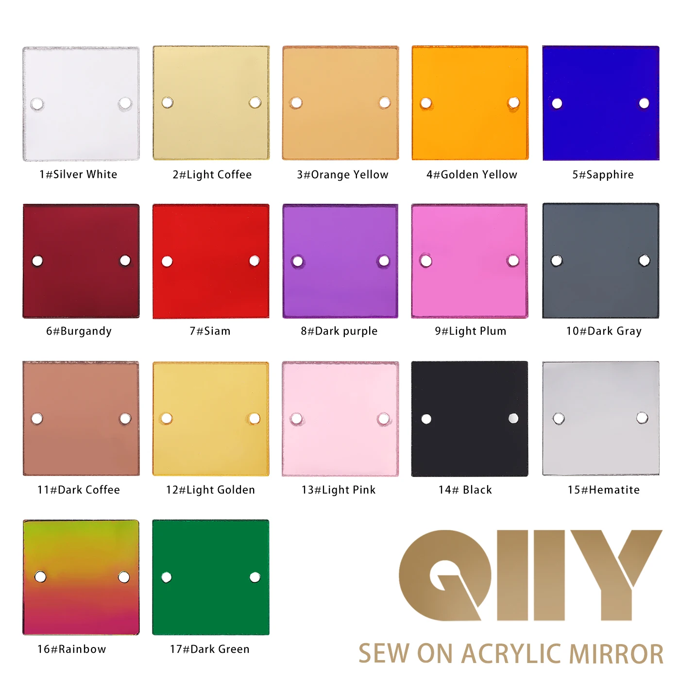QIYI 50개 다양한 크기의 사각 아크릴 미러 봉제용 라인스톤, DIY 공예 ..