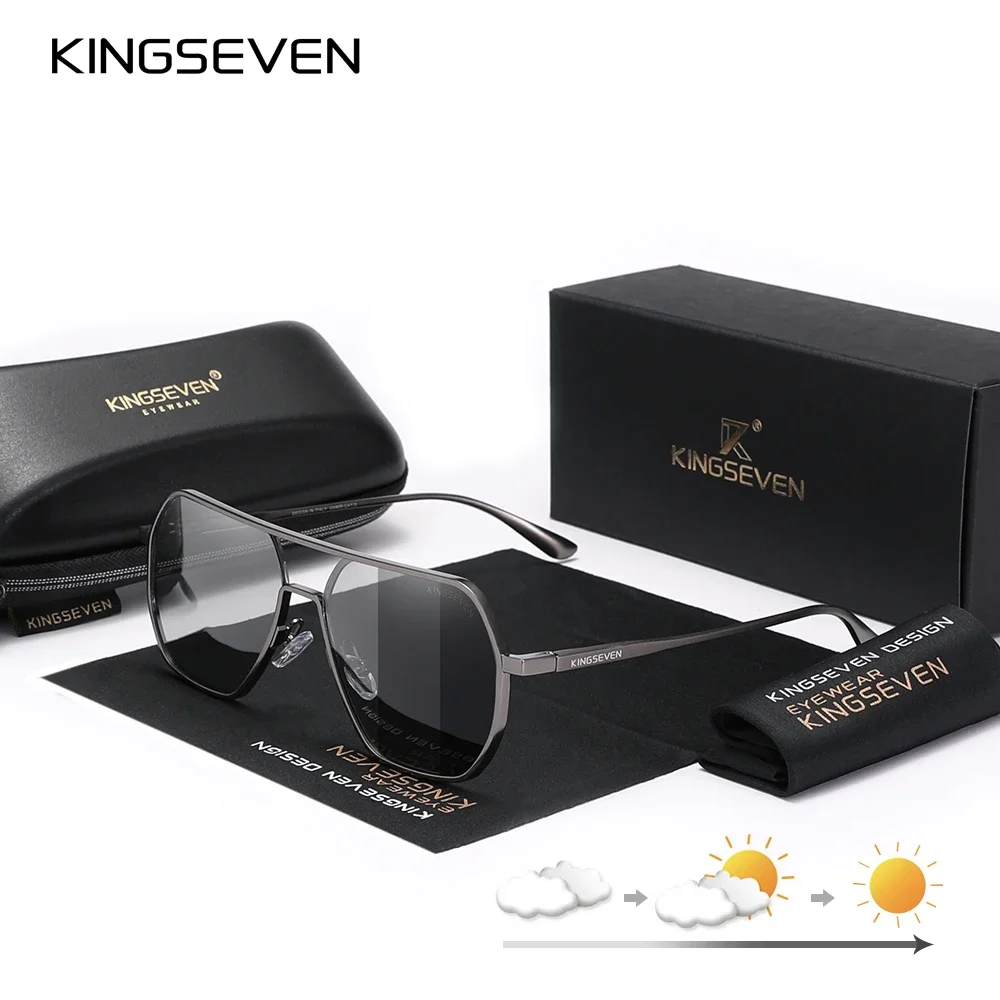 

KINGSEVEN New Photochromic Sunglasses Men Women Chameleon Polarized Pilot Sun Glasses Anti-glare Driving Eyeglasses UV400