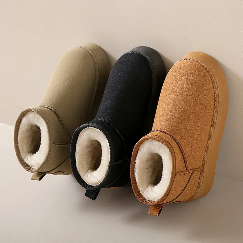 

Thick Plush Platform Snow Boots Women 2023 Winter Keep Warm Fur Cotton Shoes Woman Faux Suede Slip-On Ankle Botas Padded Shoes
