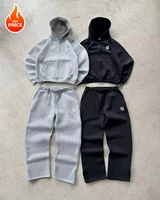 Y2K Fashion Jogger Sweatpants Loose Embroidery Labeled Open Leg Wide Leg Pants Trendy Pocket Couple Straight Pants Men's Hoodie