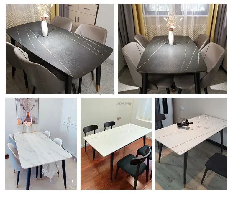 Nordic Dining Room Furniture Metal Dining Room Sets Hotel Dining Room Table and Chairs Modern Light Luxury Slate Backrest Chairs