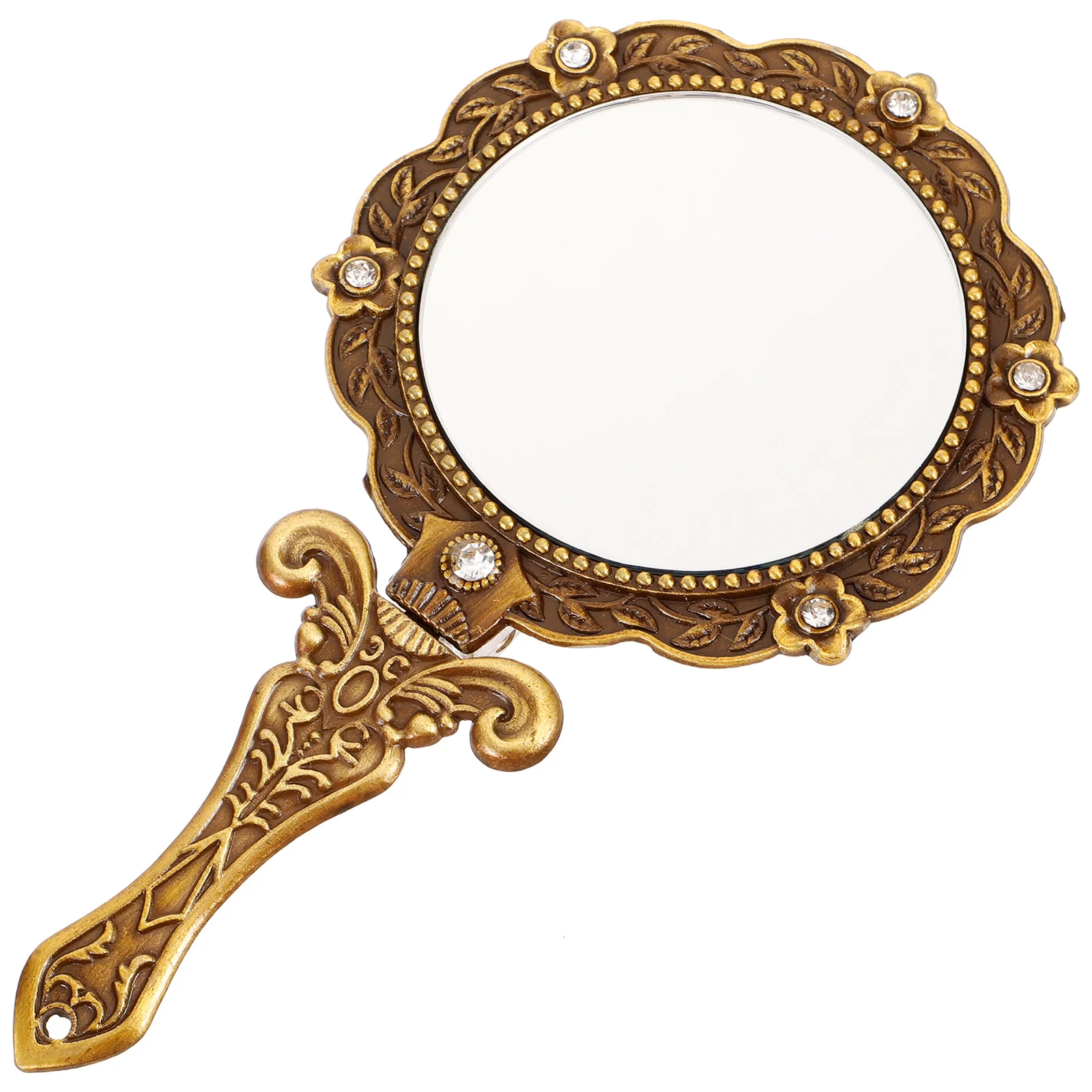 

Mirror Portable Retro Handheld Makeup Miss Glass Sheet Zinc Alloy Girls