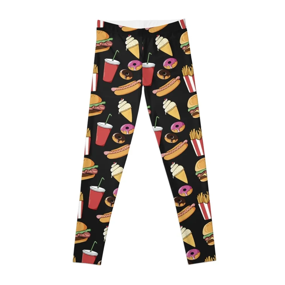 

Fast-food pattern (black) Leggings Sweatpants fitness set gym Womens Leggings
