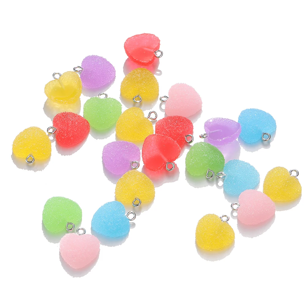 10 teile/los bunte Herzform weiche Süßigkeiten niedlichen Charms Anhänger für DIY Ohrringe Halskette Schmuck Zubehör Ergebnisse – Detail 7
