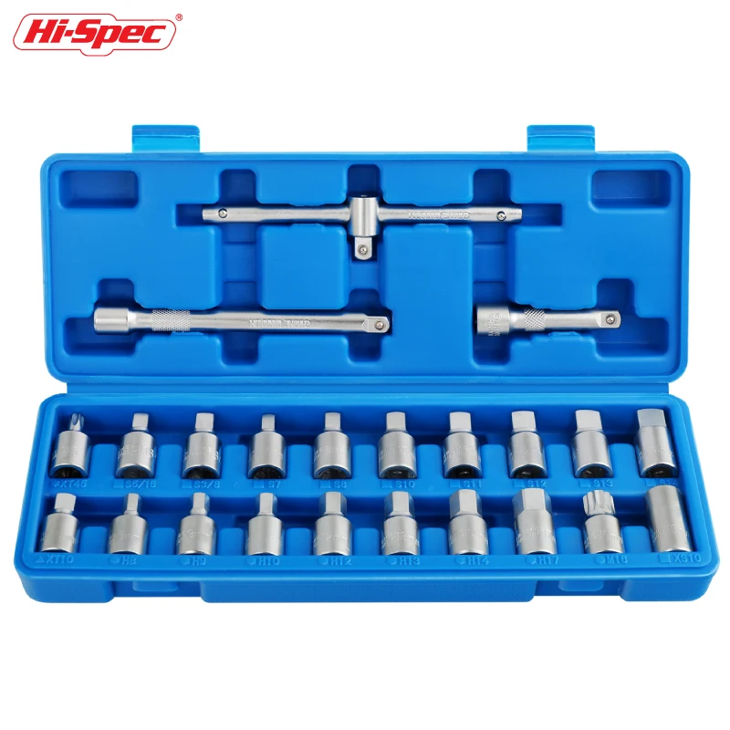 Hi-Spec Oil Drain Pipe Plug Socket Set Screws Removal Tool Triangle Square Hexagon T-bar Remover Sleeve Special Tools