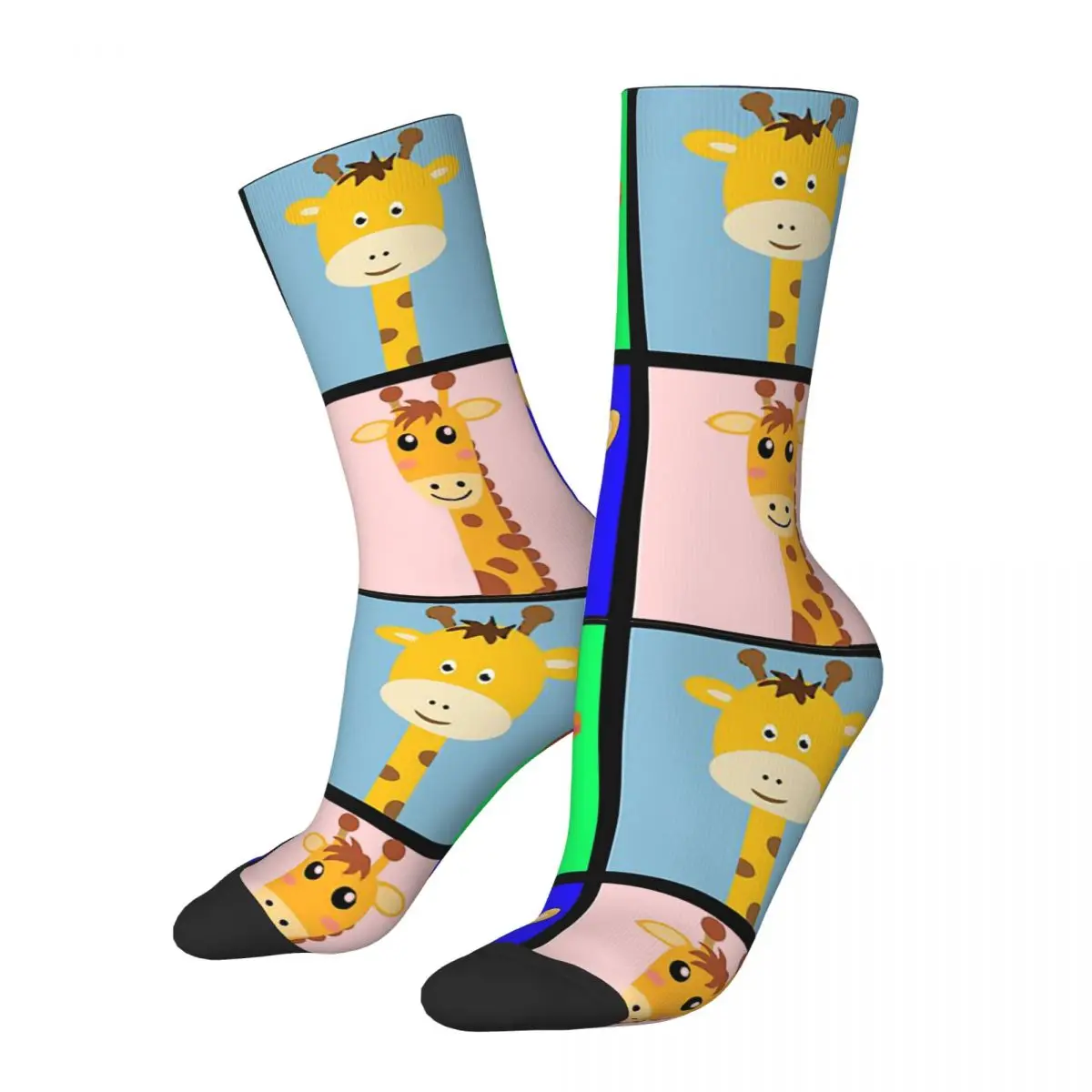Hip Hop Vintage Giraffa Tv Crazy Calzini A Compressione Da Uomo Unisex Giraffa Harajuku Senza Cuciture Stampato Divertente Novità Happy Crew Sock