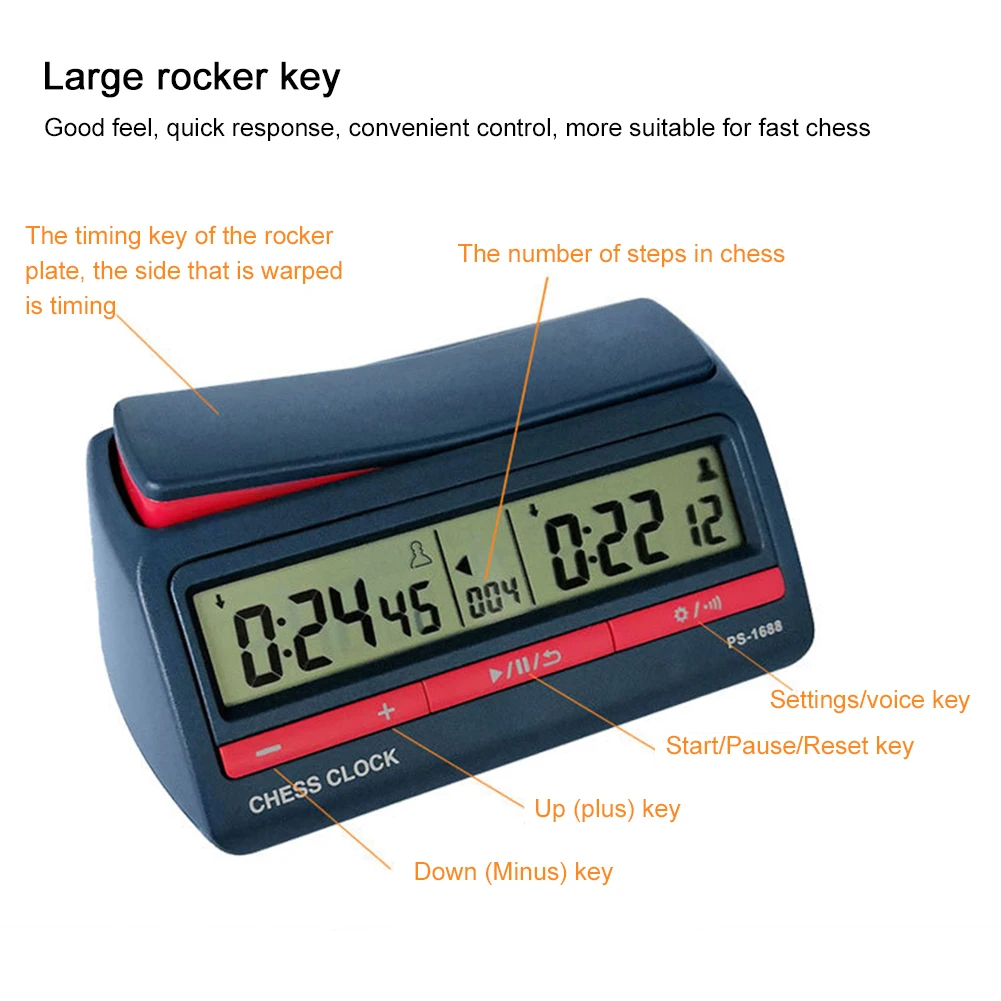Chess Clock Professional Advanced Chess Digital Timer Multipurpose Digital Game Timer with Basic Bonus Delay and Positive Time