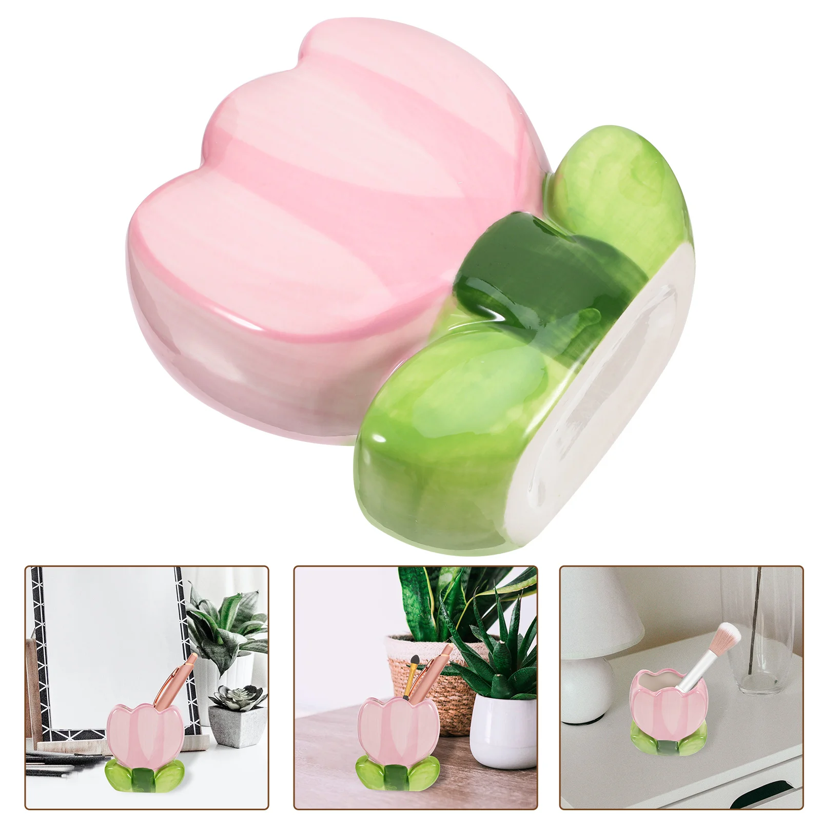 

Makeup Brush Bucket Vanity Organizer Desk Pen Cup Desktop Nice Holder Stationery Pencil Container Ceramics Girl Office