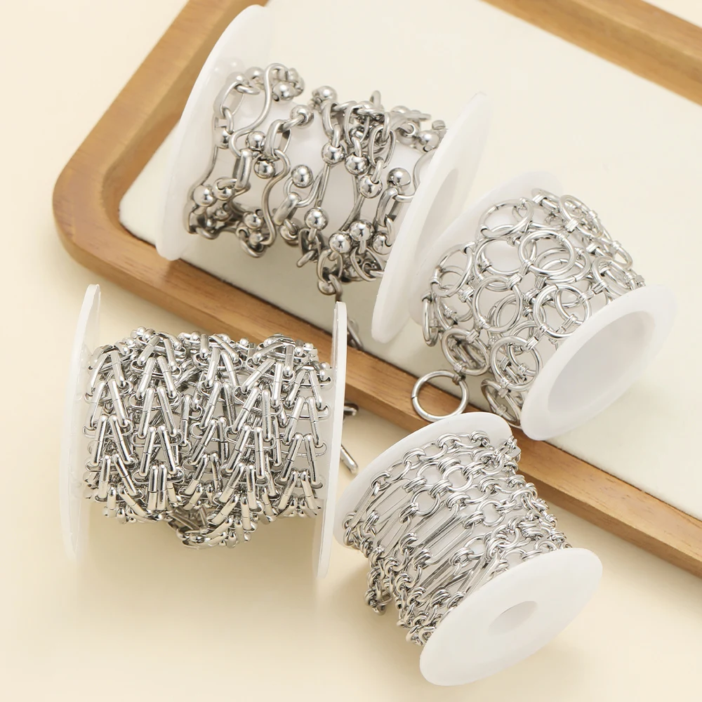 1 Meter große kombinierte Edelstahlketten für DIY Männer Schmuckherstellung Hip Hop Punk Halsketten Armbänder Zubehör Bulk – Detail 1