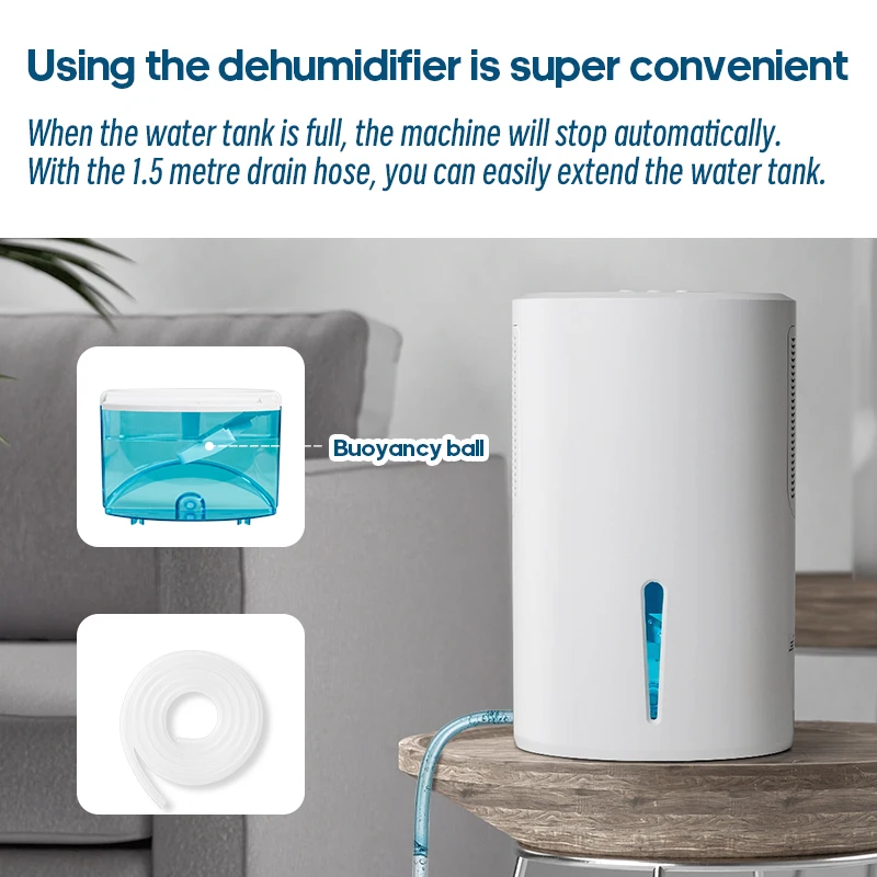 Small Air Dehumidifier 2L 68 OZ Portable Electric Dehumidifier with Drain Hose Quiet Auto Shut Off for Basement Bathroom Office