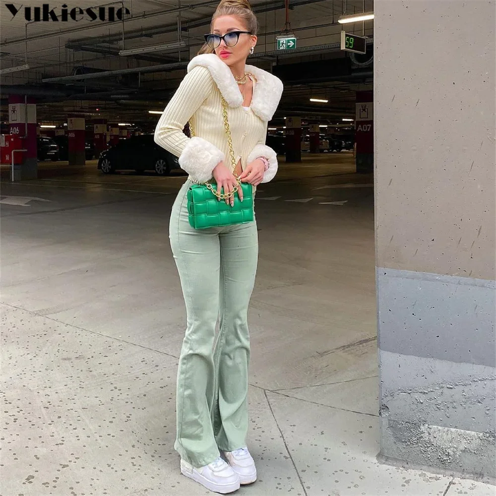 Green Flare Pants Outfit