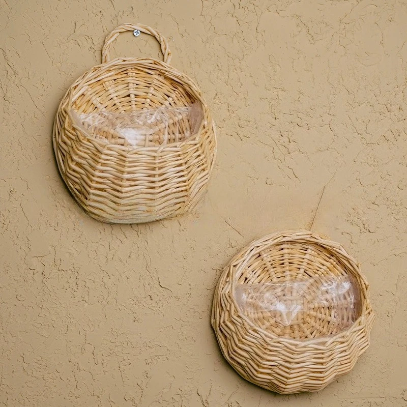Wall decoration willow basket pot device wall hanging flower pot hanging basket hanging rattan