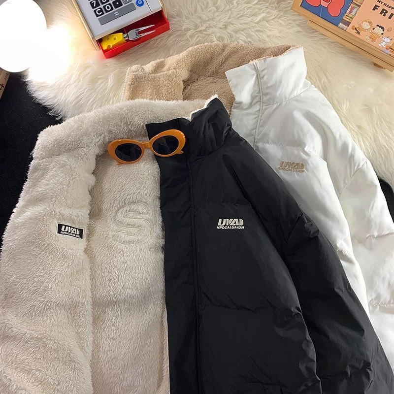 Winter Heated Coat Loose Fleece Outerwear Korean Fashion Thickening Cotton-padded Leisure Stand Collar Lovers Windbreak Jacket
