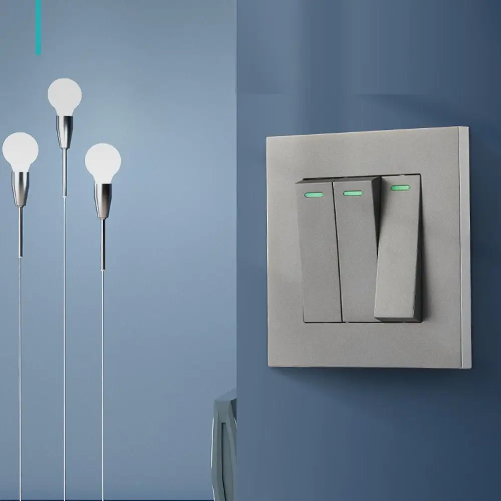 Description Picture 2 of itemNew Matte Grey Wall Switches 1Way Button Home Accessories Wall Light Switch Panel Durable with LED Lamp 1/2/3/4 Gang