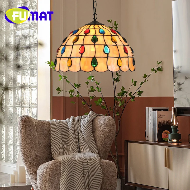 

FUMAT Tiffany Light Luxury Chandelier Glass Art Deco Living Room Dining Room Bedroom balcony aisle beads ceiling light