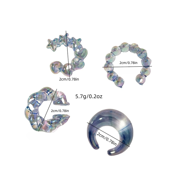 4PCS C-ring No Ear Hole Clip Earrings Ear Bone Clips