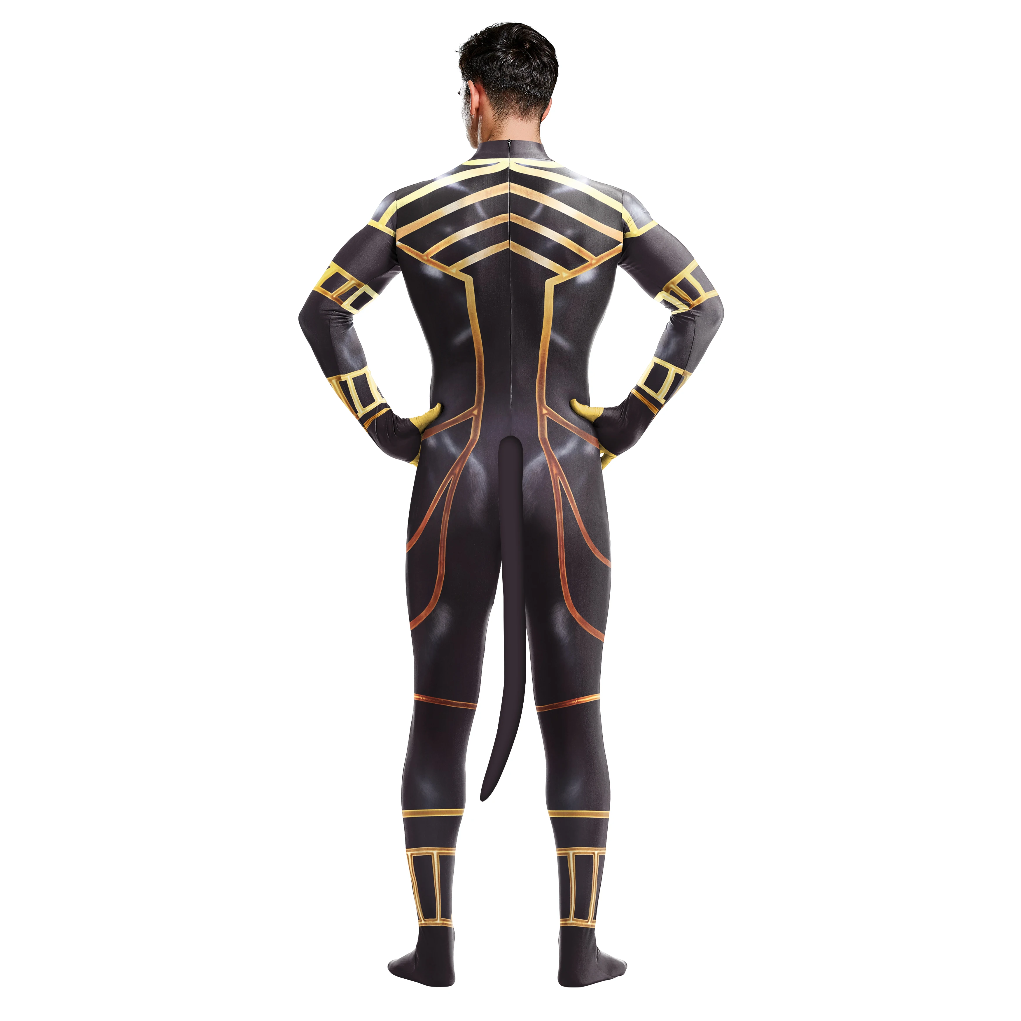 Anubis Cosplay Jumpsuit Egypt Petsuit Men Men's Costume Carnival Print Party Suit Crotch Zip Jumpsuit Halloween Party Clothes - Image 4