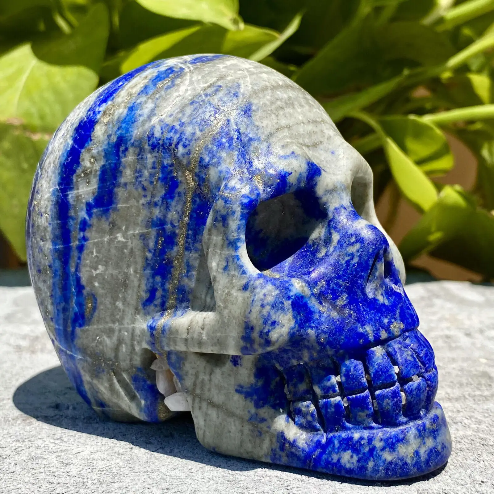 

Natural Lapis lazuli skull quartz crystal carved skull gem reiki healing