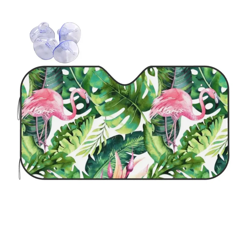 

Flamingo Animal Sunshade Windscreen Tropical Awesome Car Front Window 76x140cm Sun Visor Sunscreen Curtain