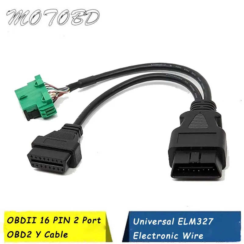 

2 Port OBD2 Y Cable OBD 16Pin Cable 1 In 2 Extension Cable for Peugeot for Citroen OBD2 ELM327 Interface Wire Connector
