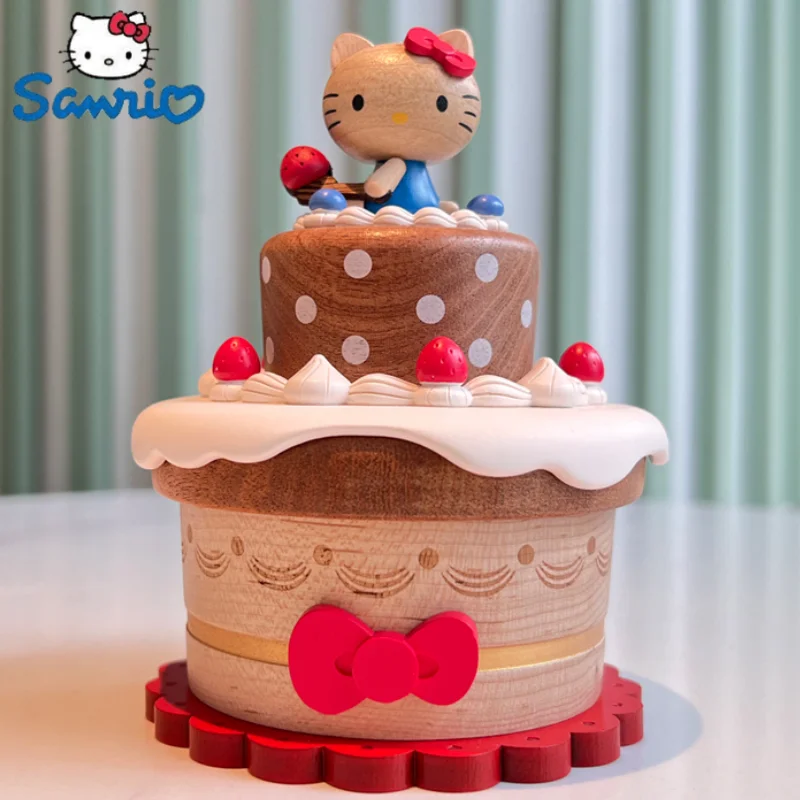 

Sanrio Hellokitty Anime Figure Music Box Cute Kawaii Carousel Birthday Cake Funny Model Mechanical Clockwork Friends Gifts Toys