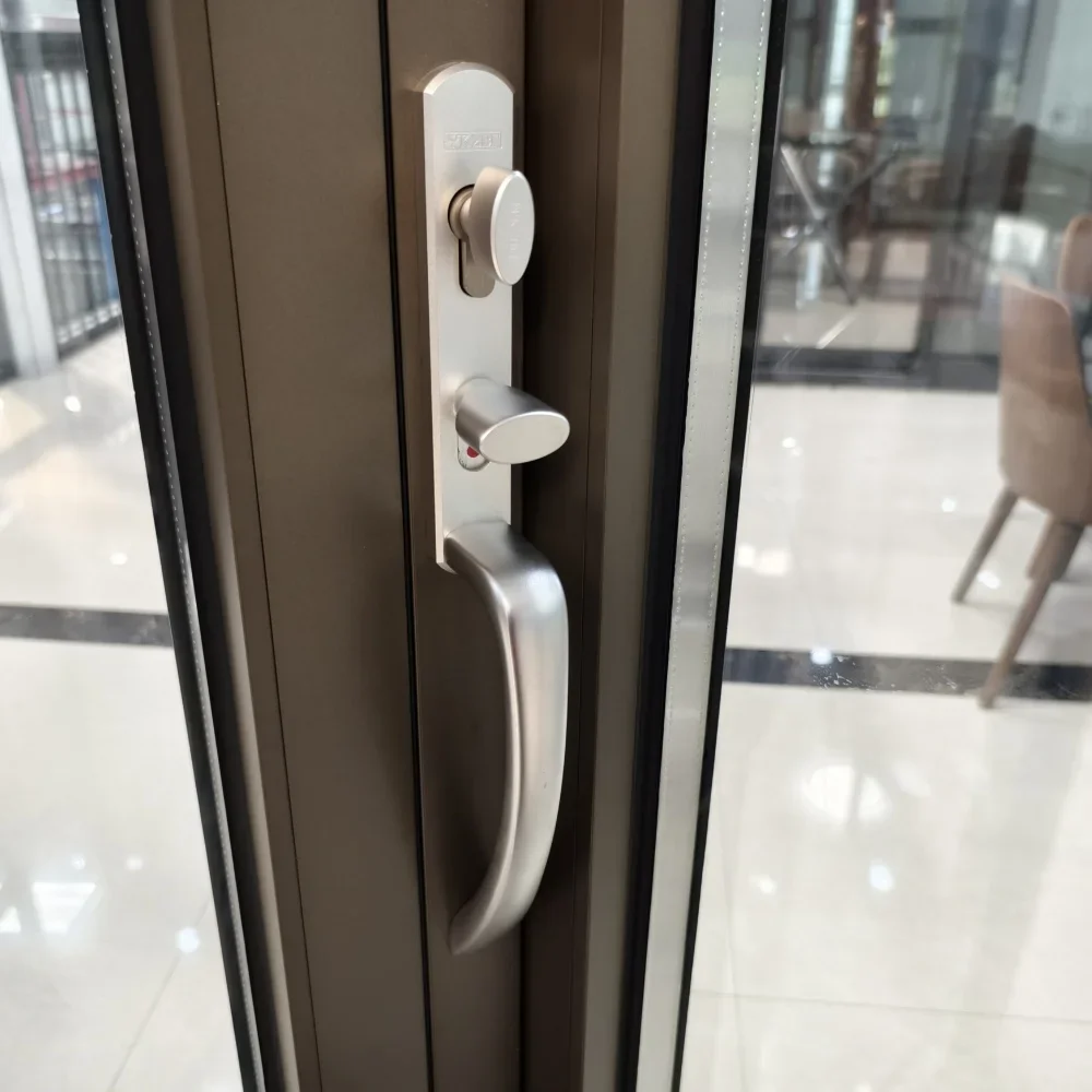 Accordion Type Folding Door Outdoor Multi Locking Folding Patio Doors Metal Frame Exterior Vertical Bi Aluminum Doors