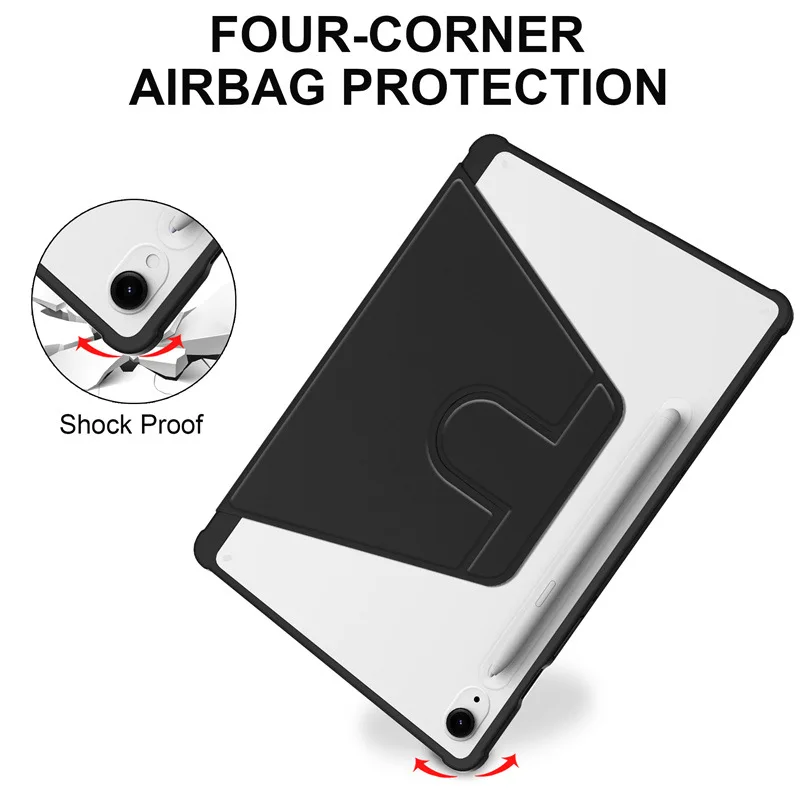 Enhanced Leather Flip Cover with 360° Rotation and Kickstand - Shockproof and Clear Design