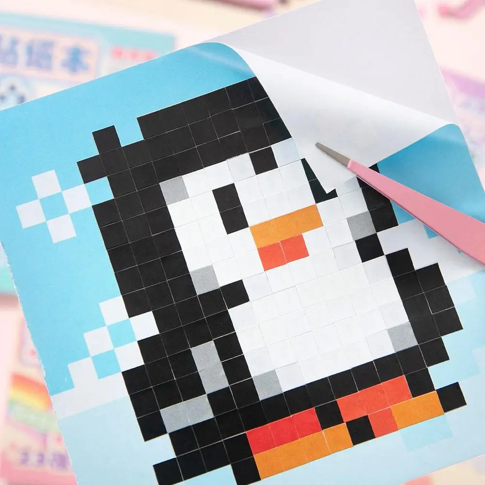 Vibrant Pixel Art Sticker Book: Creative Cartoon Collage & DIY Art Decor
