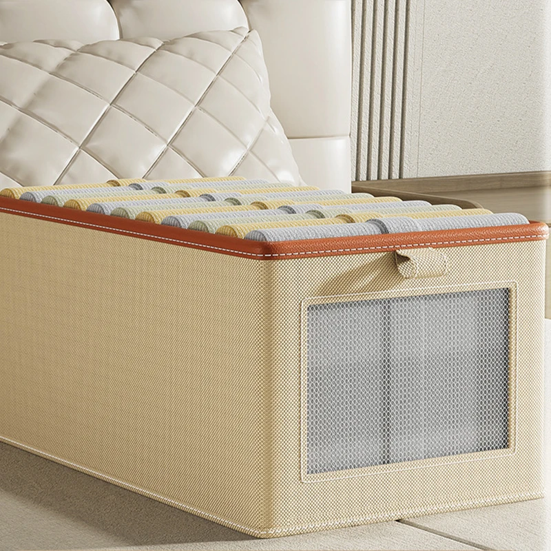 1PC Fabric Window Cotton Linen Storage Box Wardrobe Storage And Arrangement Large Clothing Storage Box Toys Can Be Folded 2