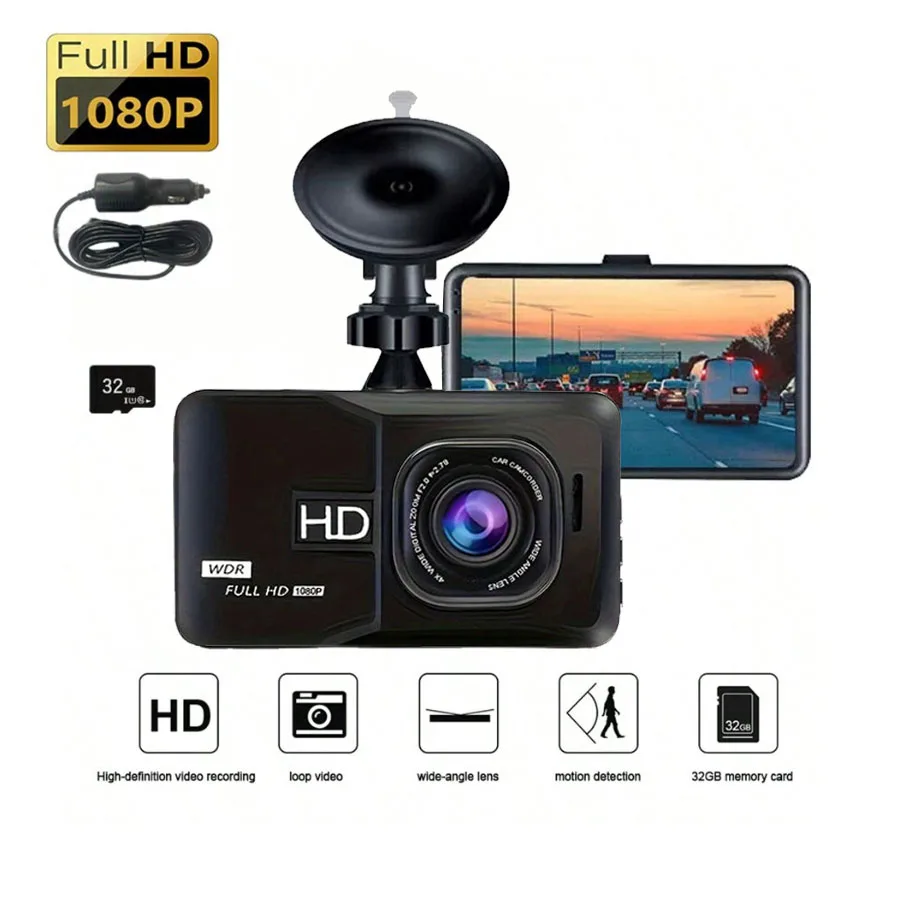 1080P Ultra-Wide-Angle High-Definition Car Recorder Night Vision Cycle Recording G-sensor DVR Suitable For All Models
