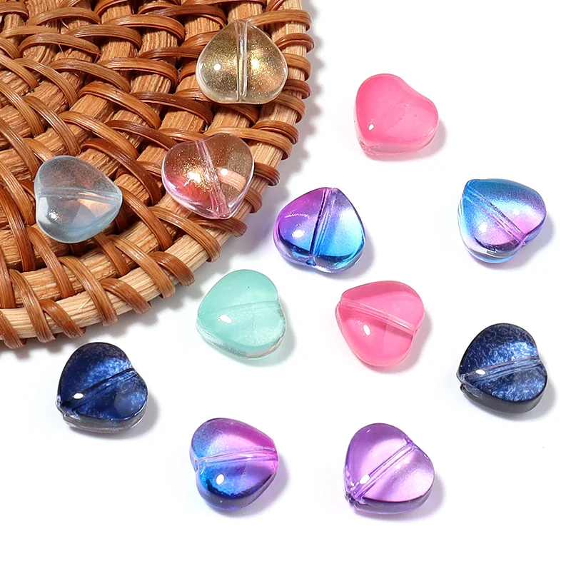 50Pcs 8mm 투명 하트 모양 체코 유리 구슬 램프워크 크리스탈 구슬 수제 목걸이 귀걸이 DIY 쥬얼리 만들기